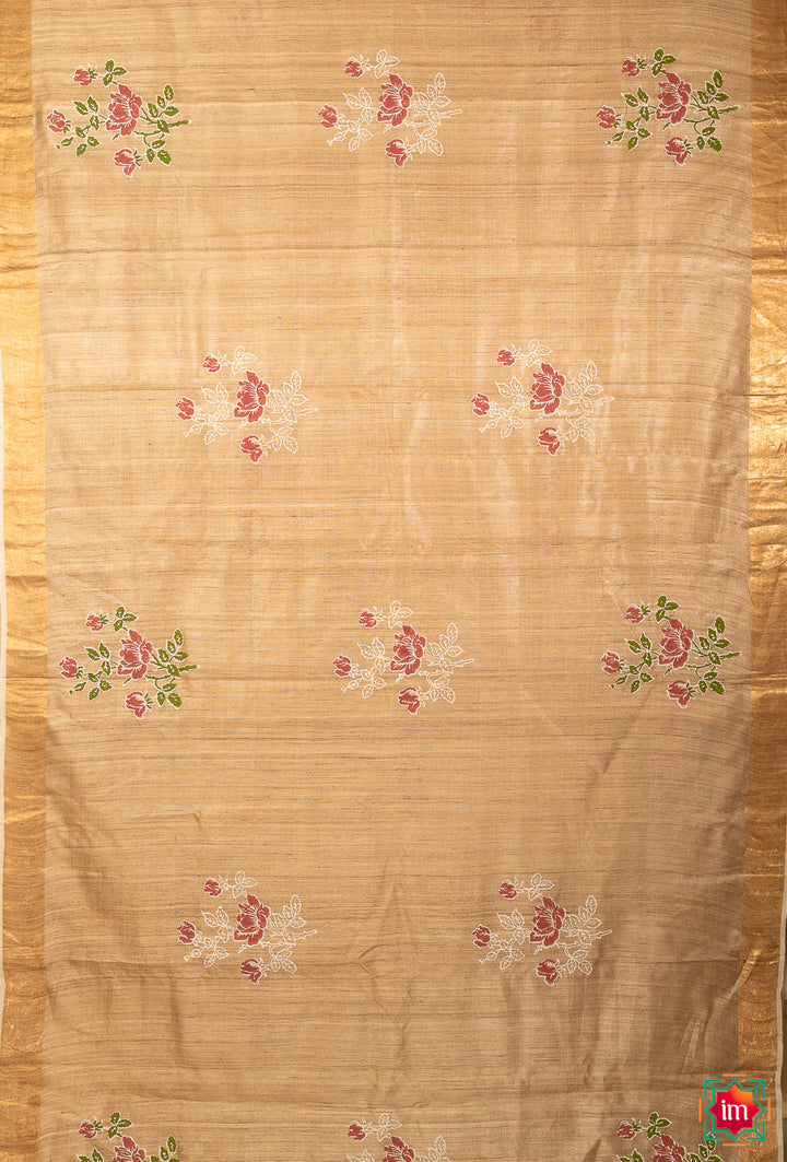 Beige-Bhagalpur-Tussar-Silk-Jugalbandhi-Saree-GulaabPrem-7-The-Indian-Motif