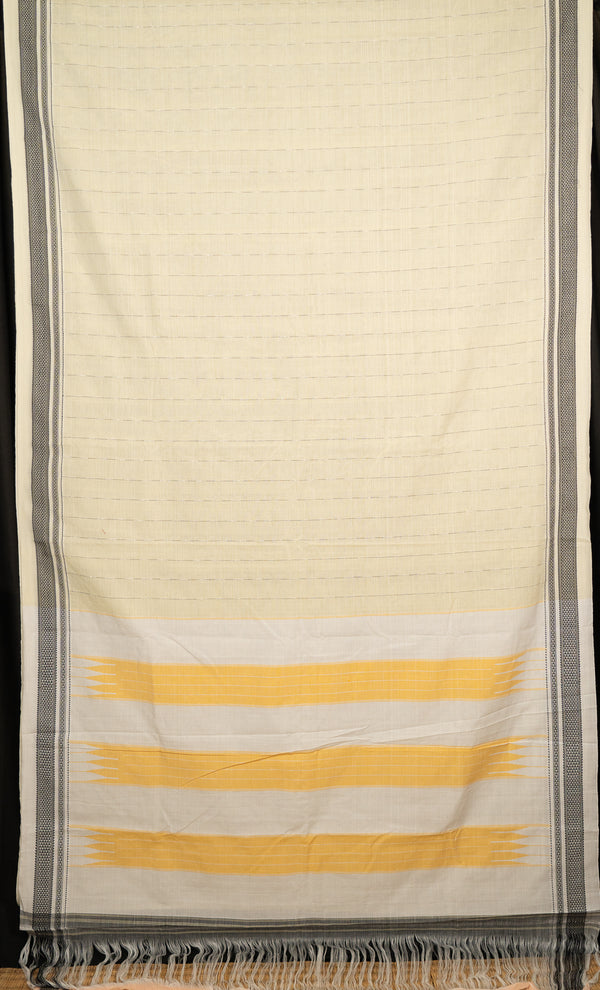 Cream Ilkal Handloom Cotton Saree Radha-The-Indian-Motif