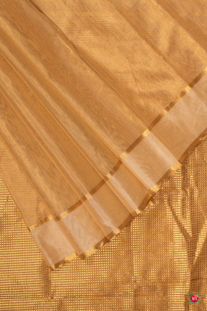 Golden Vintage Chanderi Silk Cotton Saree Masakali-1-The-Indian-Motif