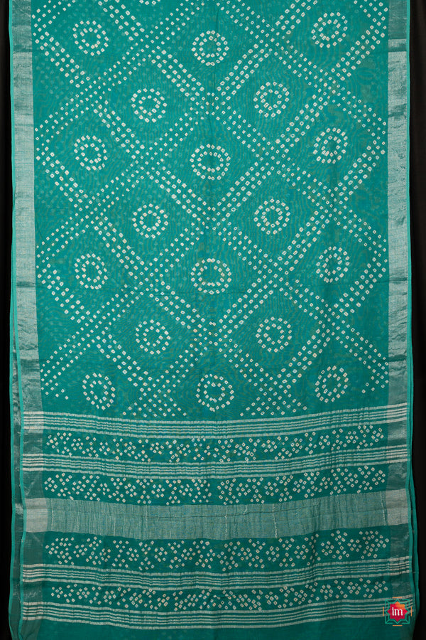 Green Bandhini Slub Cotton Saree