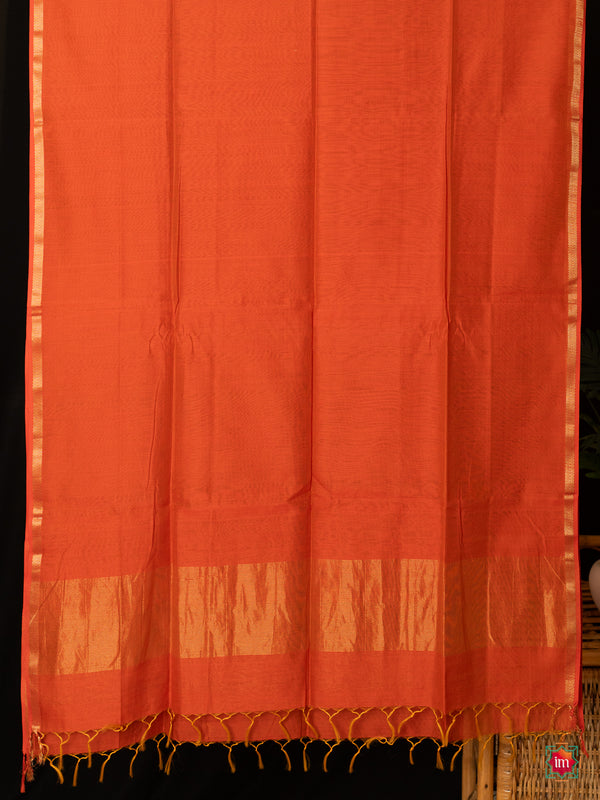 Orange Handloom Maheshwar Silk Cotton Dupatta The Indian Motif
