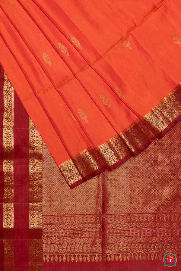 Orange Brown Handloom Silk Saree Agnee