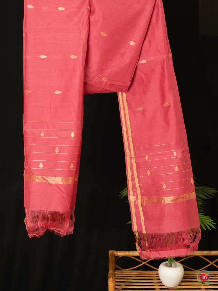 Pink Handloom Chanderi Silk Cotton Dupatta 2 The Indian Motif