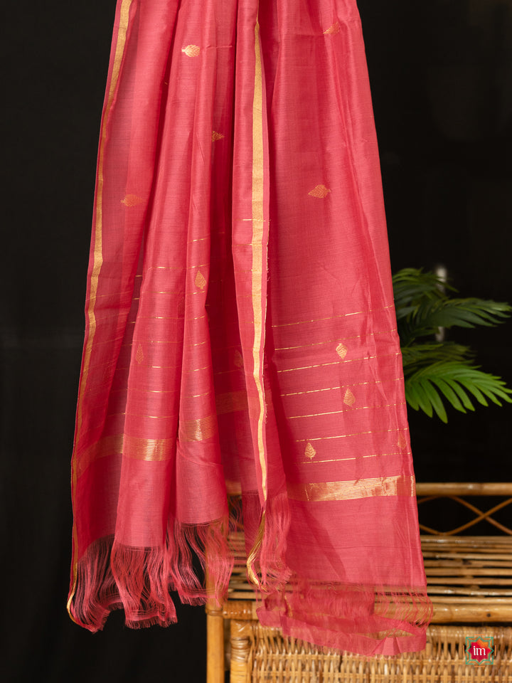 Pink Handloom chanderi Silk Cotton Dupatta 3 The Indian Motif