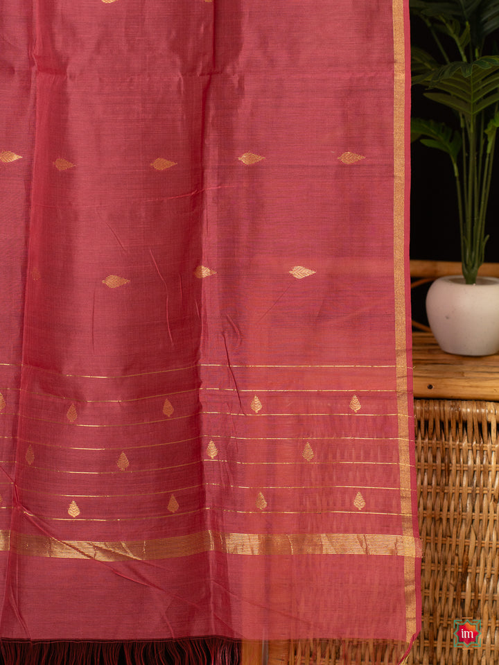 Pink Handloom ChanderI Silk Cotton Dupatta 4 The Indian Motif