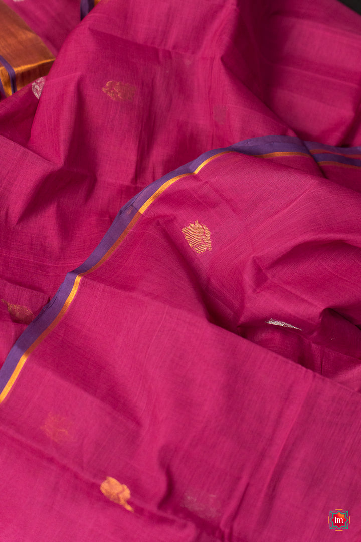 Pink Venkatagiri Cotton Zari Saree Devina-4-The-Indian-Motif