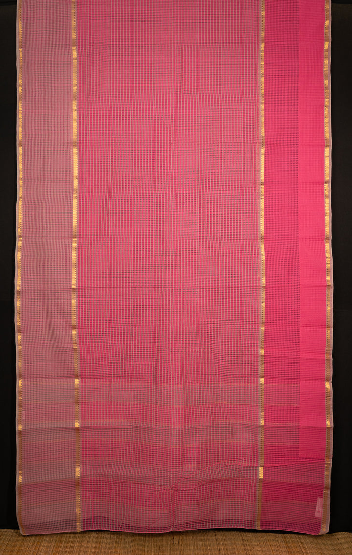 Pink With Grey Mangalagiri Cotton Saree Gulaab-5-The-Indian-Motif
