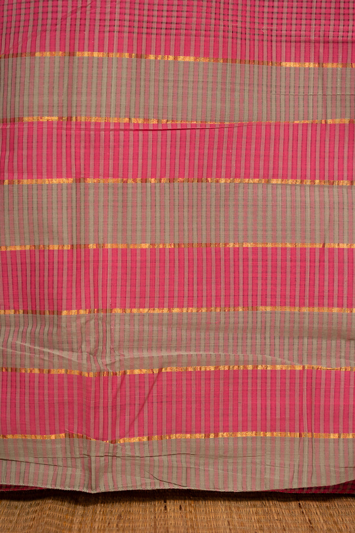 Pink With Grey Mangalagiri Cotton Saree Gulaab-6-The-Indian-Motif