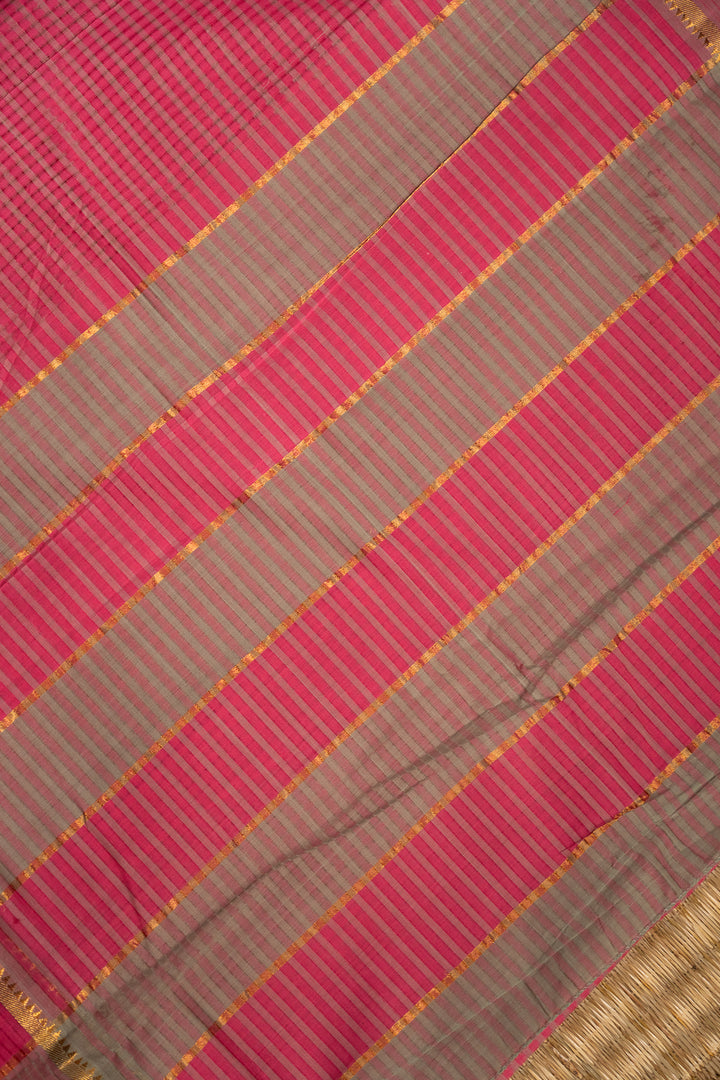 Pink With Grey Mangalagiri Cotton Saree Gulaab-7-The-Indian-Motif
