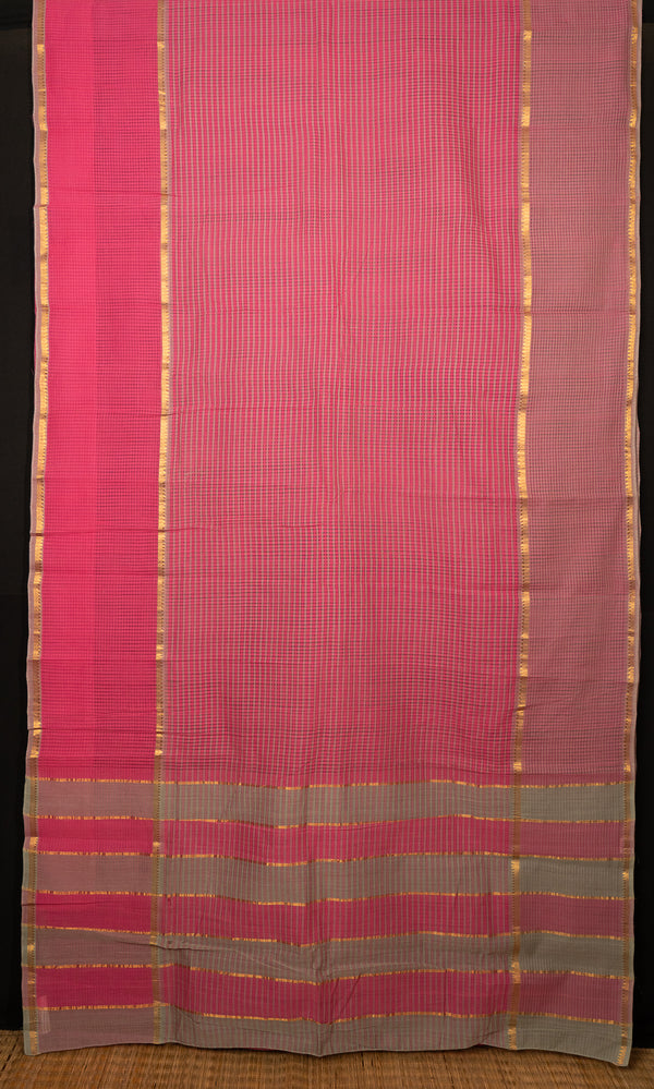 Pink With Grey Mangalagiri Cotton Saree Gulaab The Indian Motif
