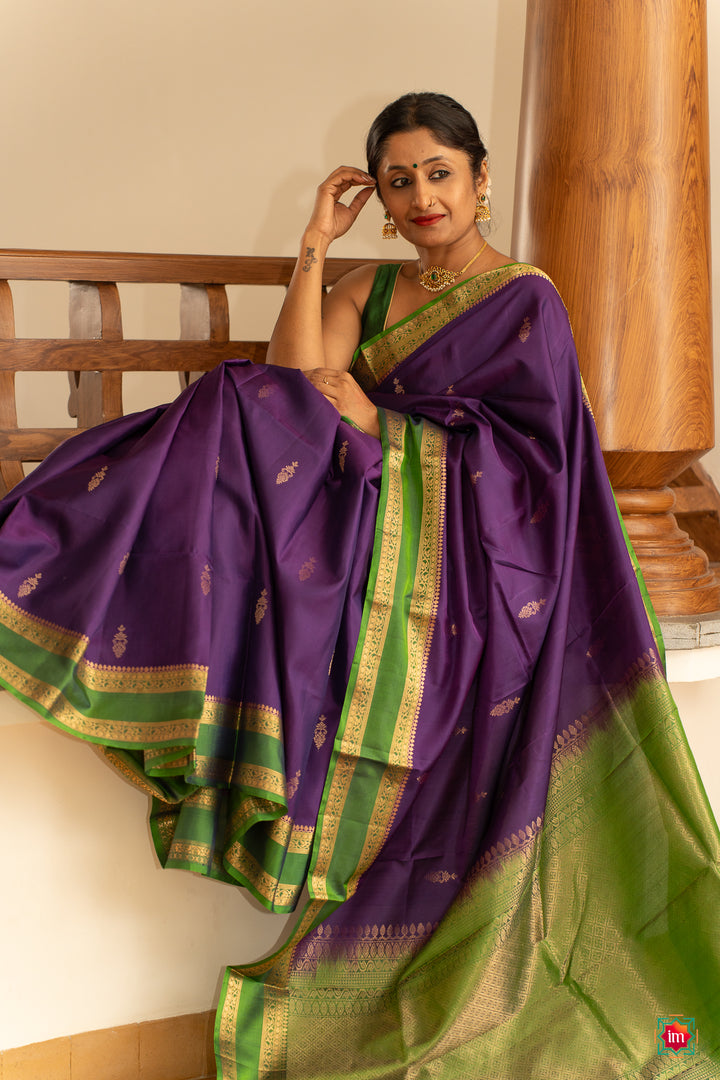 Purple-Green-Handloom-Silk-Saree-Samudram-1-The-Indian-Motif