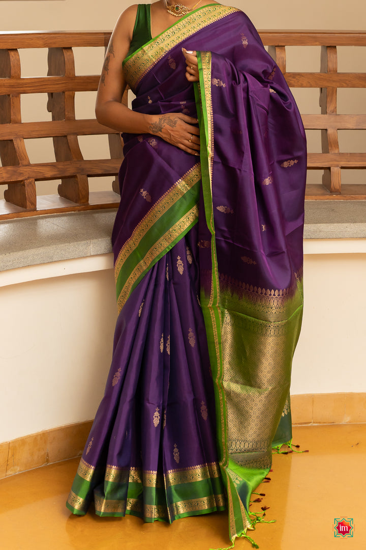 Purple-Green-Handloom-Silk-Saree-Samudram-2-The-Indian-Motif