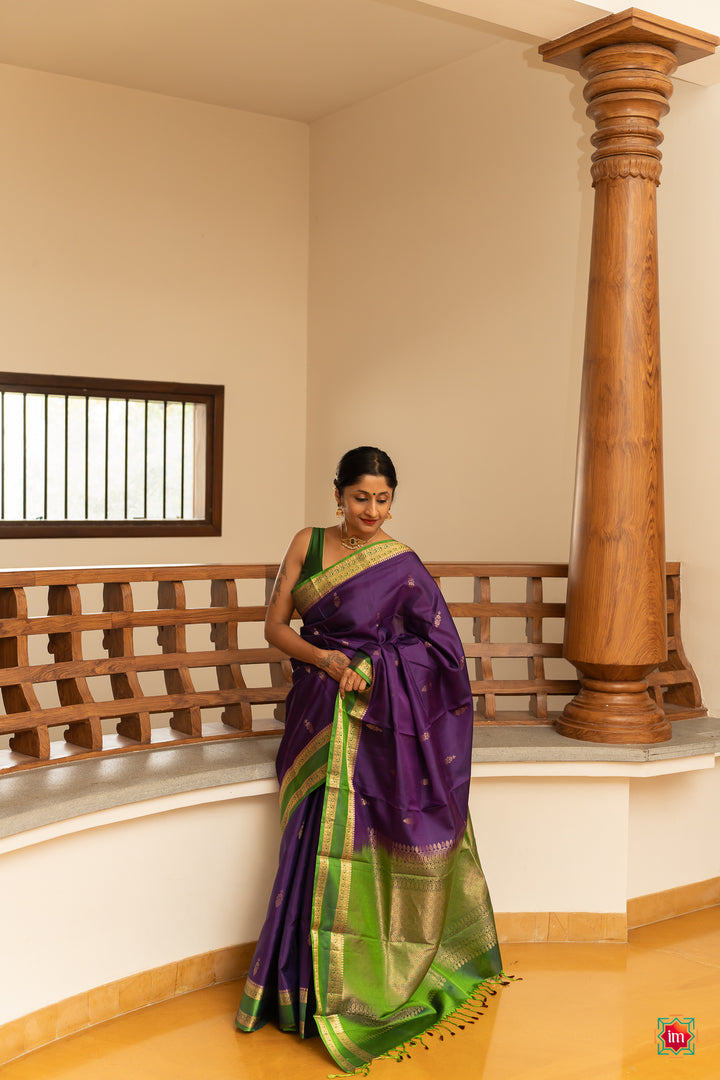 Purple-Green-Handloom-Silk-Saree-Samudram-3-The-Indian-Motif