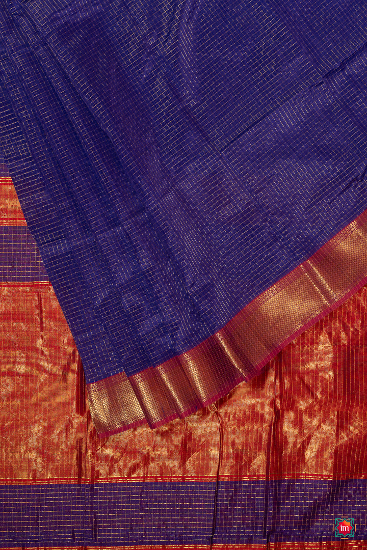 Purple Handwoven Maheshwari Silk Cotton Saree Siddhi-1-The-Indian-Motif