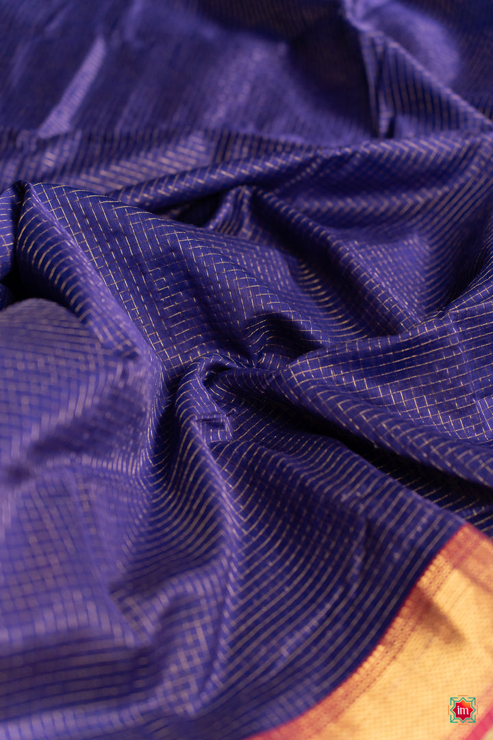 Purple Handwoven Maheshwari Silk Cotton Saree Siddhi-2-The-Indian-Motif