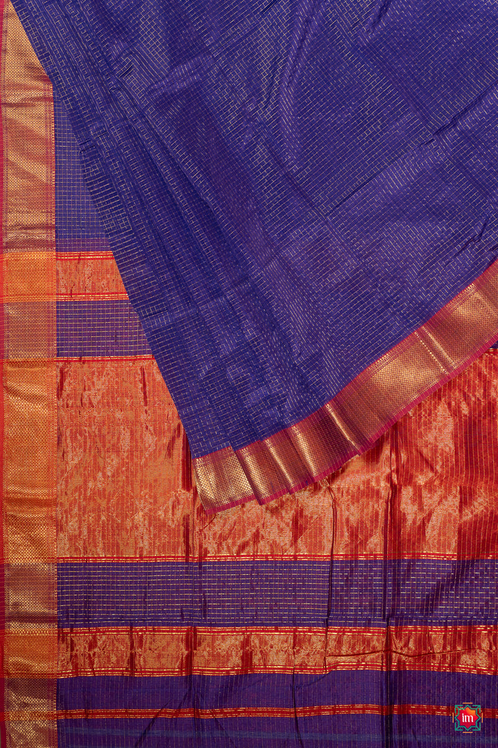 Purple Handwoven Maheshwari Silk Cotton Saree Siddhi-The-Indian-Motif