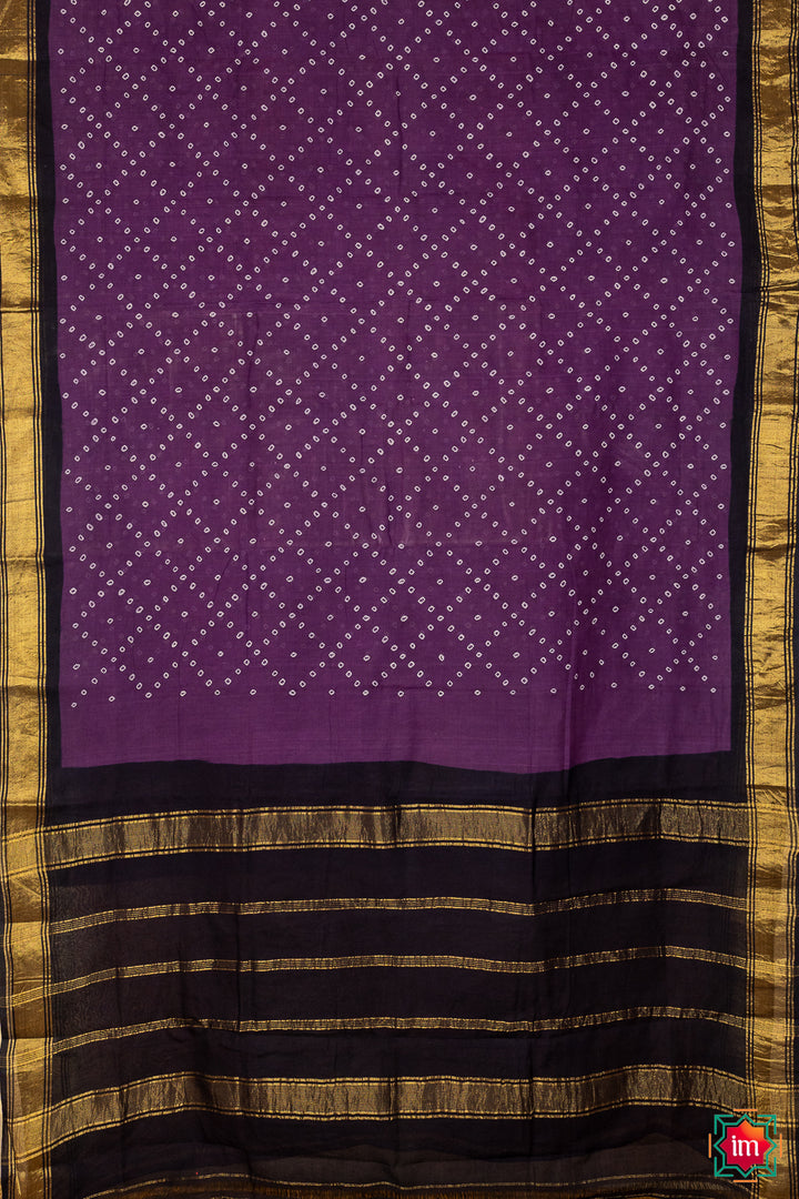 Purple and Blue Handloom Handknotted Sungudi Cotton Saree Janaki--The Indian Motif