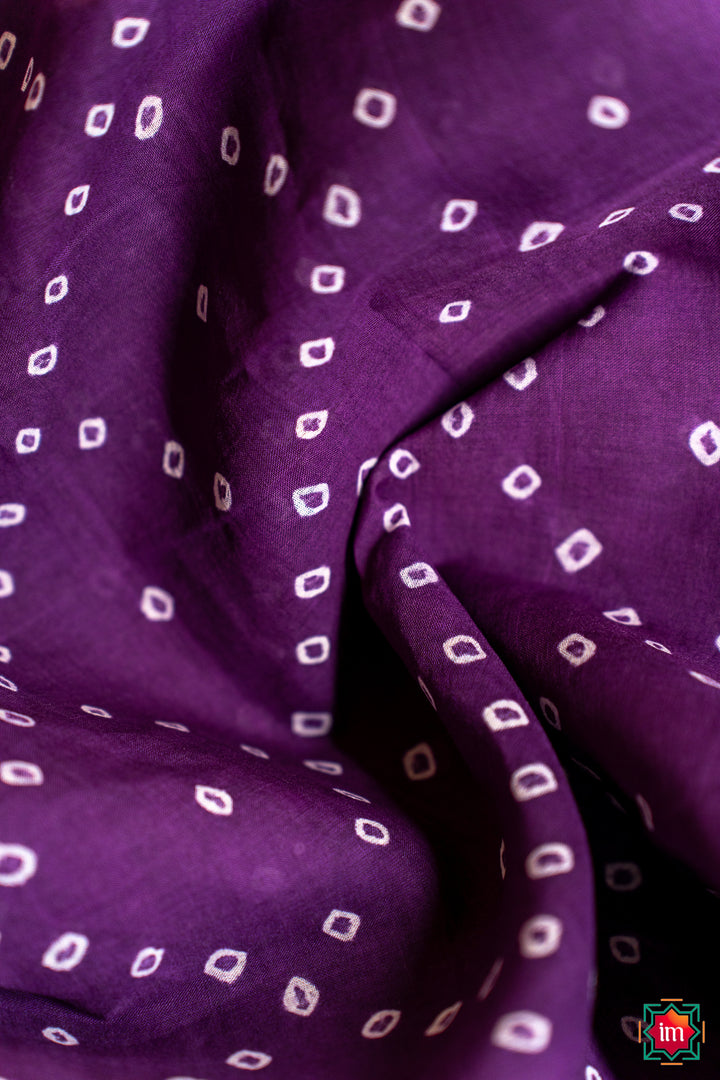 Purple and Blue Handloom Handknotted Sungudi Cotton Saree Janaki-1-The Indian Motif
