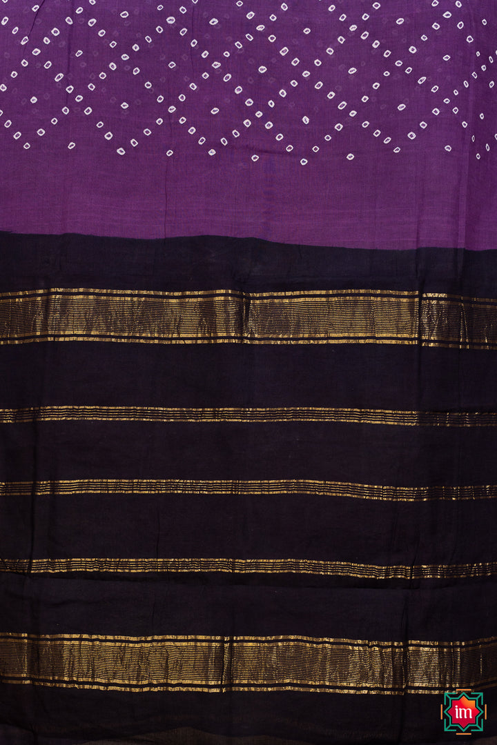 Purple and Blue Handloom Handknotted Sungudi Cotton Saree Janaki-3-The Indian Motif