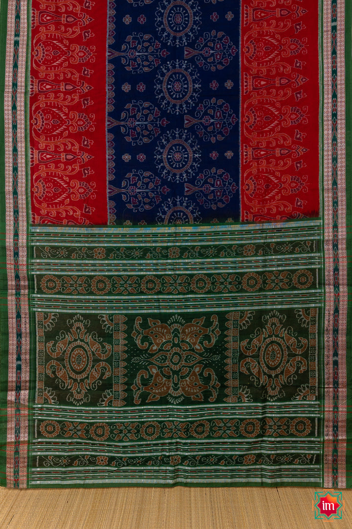 Red With Purple Sambalpur Ikkat Cotton Saree Khumb-The Indian Motif
