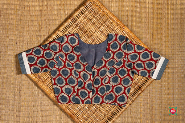 Blue Handblock Printed Cotton Blouse Nadee