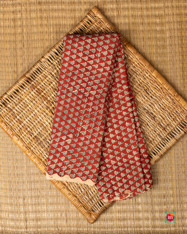 Red Bagru Handblock Printed Fabric