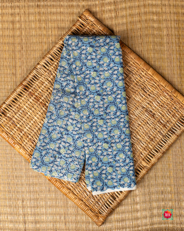 Light Blue Bagru Handblock Printed Fabric