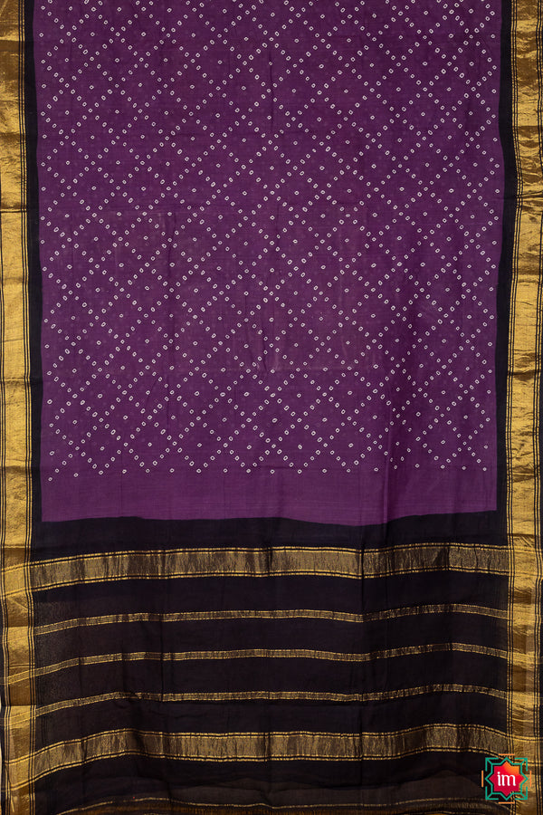 Purple and Blue Handloom Handknotted Sungudi Cotton Saree Janaki