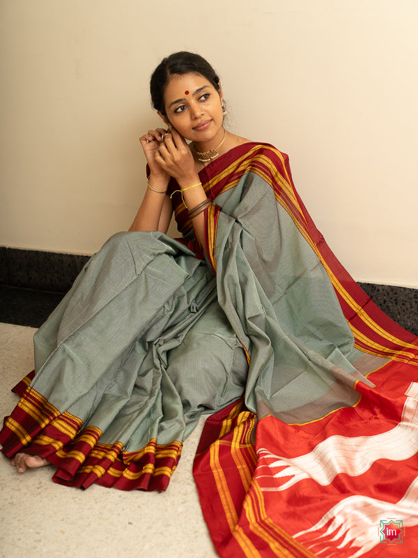 Grey Handloom Ikal Saree Santosha