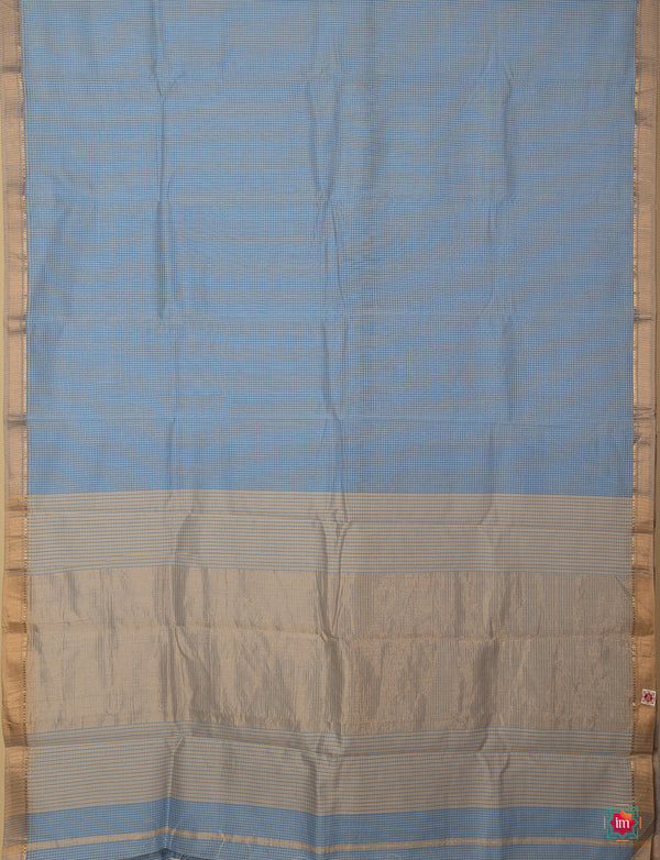 Light Blue Handwoven Maheshwari Silk Cotton Saree Aman