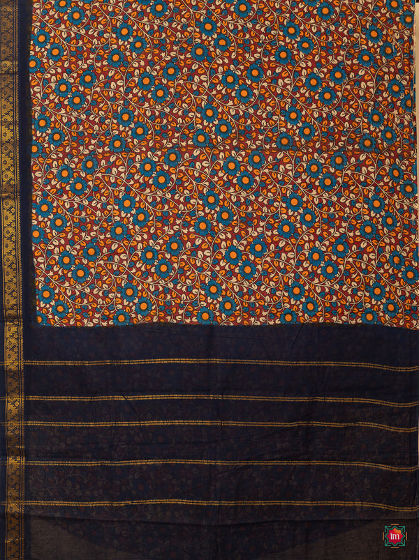 Multicolour Kalamkari Sungudi Cotton Saree Neelambari