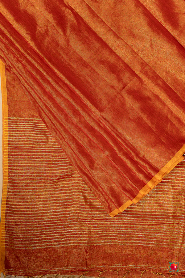 Sunrise Orange Tissue By Linen Saree Haseena