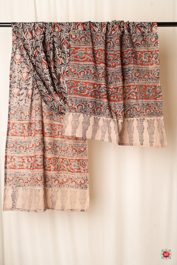 Handblockprinted Kalamkari Stole Soorajmukhi