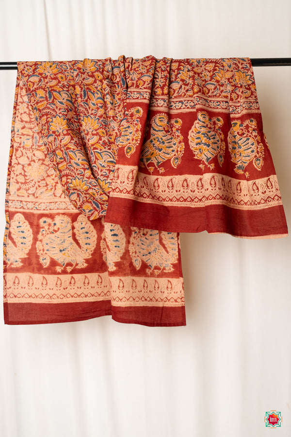 Handblockprinted Kalamkari Stole Gulab