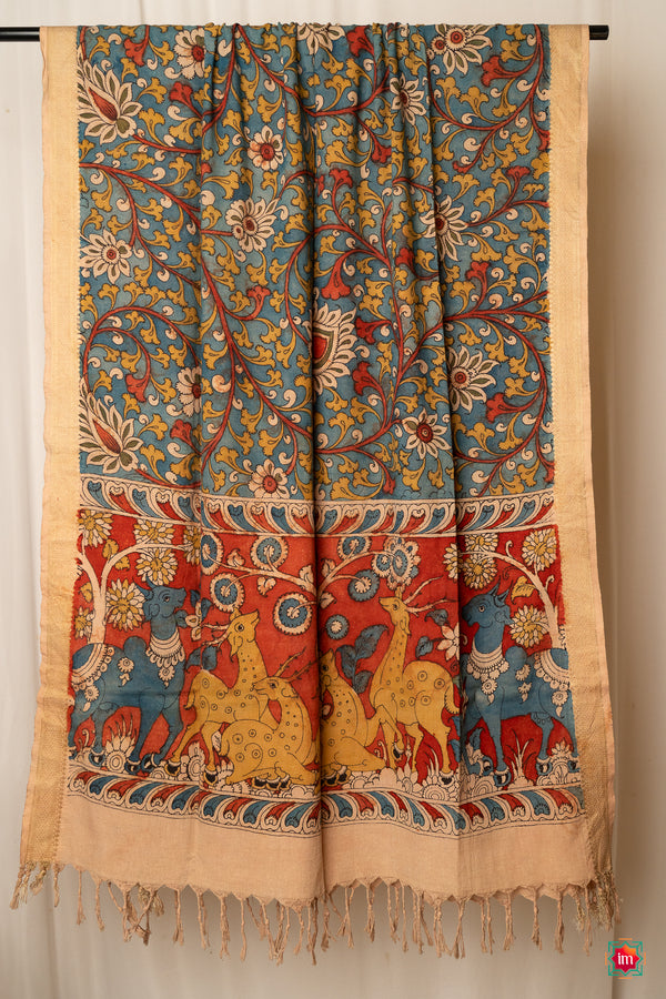 Handpainted Cotton Kalamkari Dupatta Vanaa