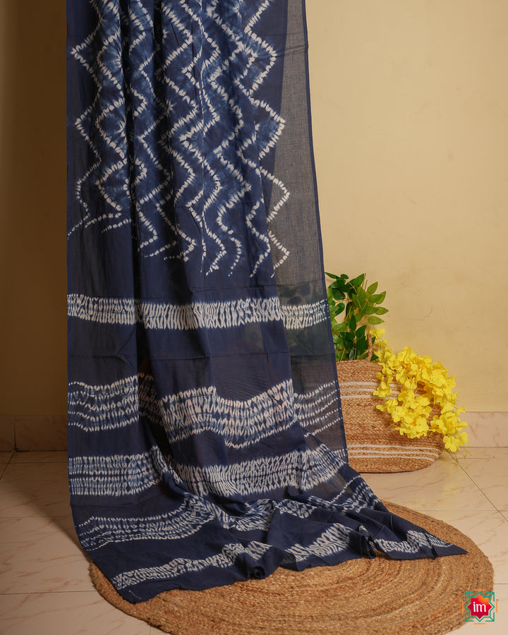 Blue handloom saree  is displayed.