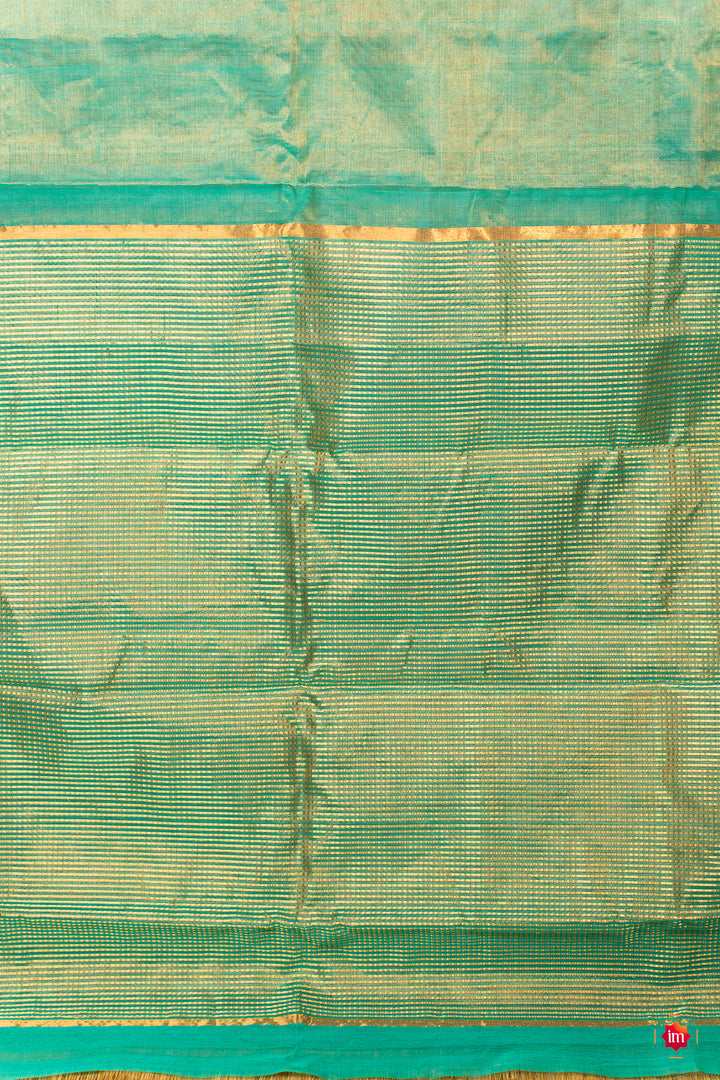 Turquoise Blue Tissue Chanderi Silk Cotton Saree Jharna-1-The-Indian-Motif
