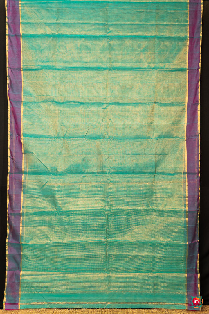 Turquoise Blue Tissue Chanderi Silk Cotton Saree Jharna-2-The-Indian-Motif