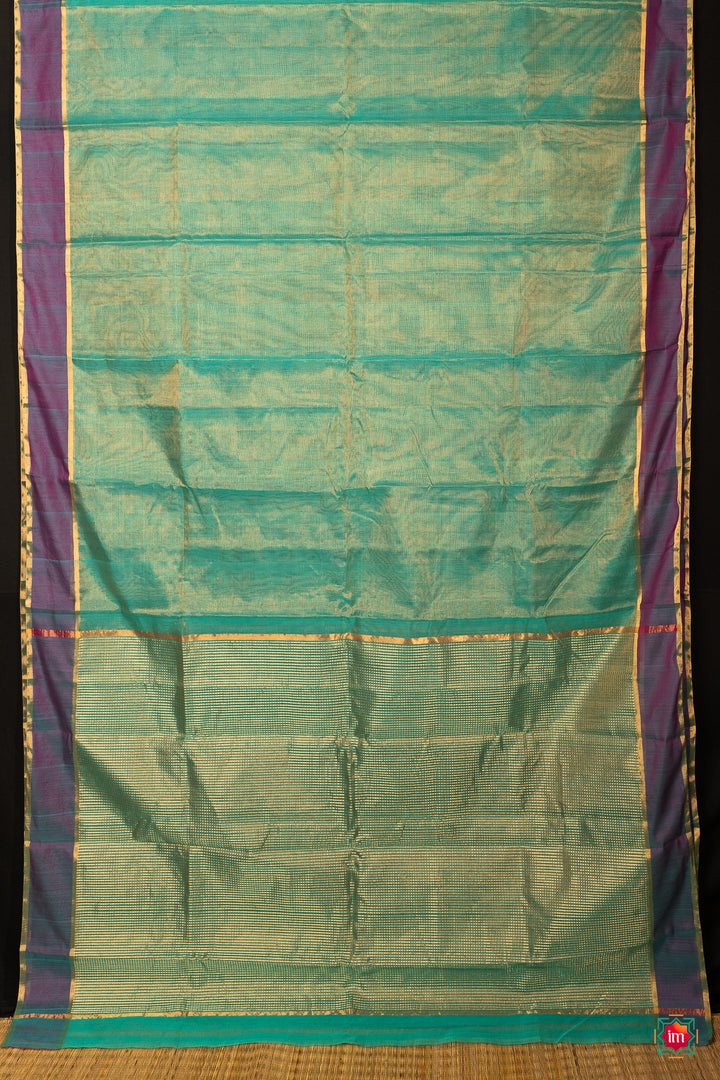 Turquoise Blue Tissue Chanderi Silk Cotton Saree Jharna-The-Indian-Motif