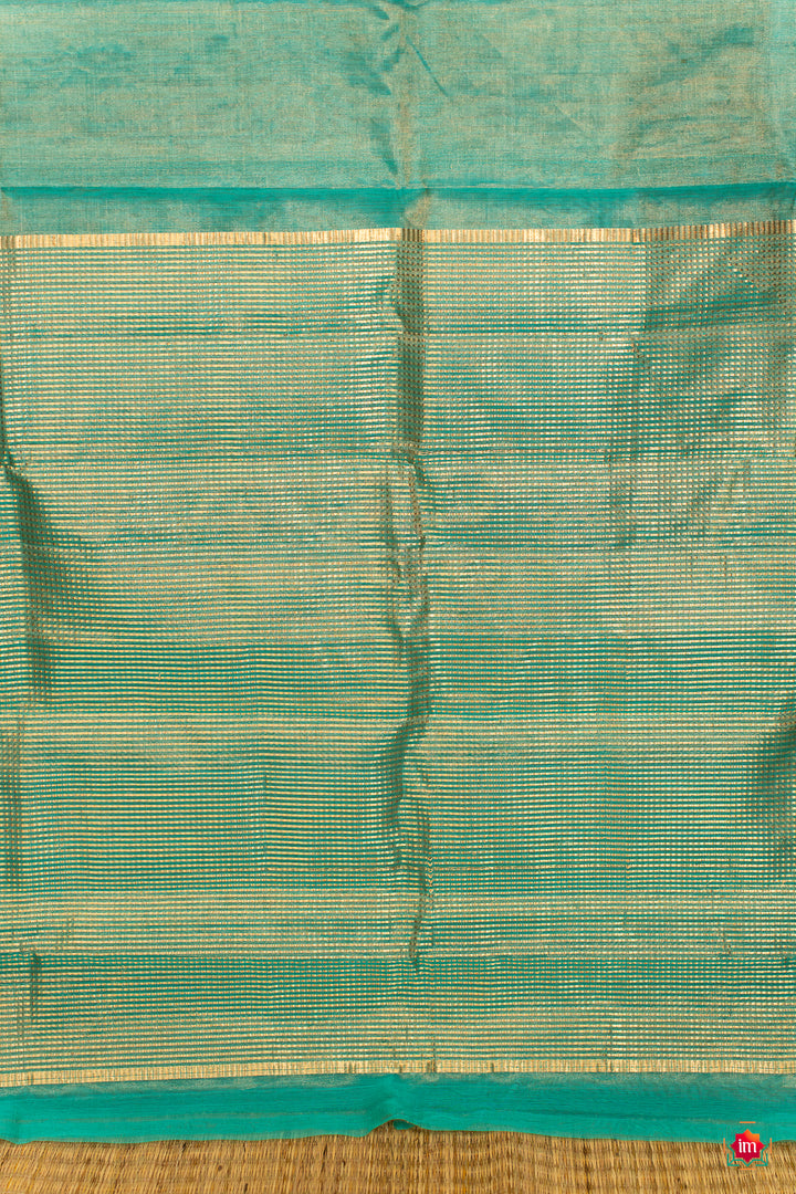 Turquoise Blue Tissue Chanderi Silk Cotton Saree Ambar-5-The-Indian-Motif