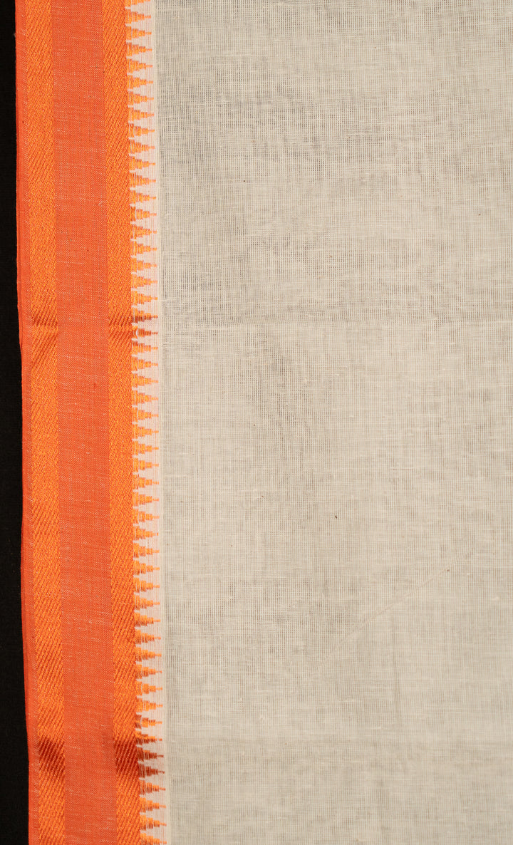 White Simple Handloom Cotton Saree Zara-3-The-Indian-Motif
