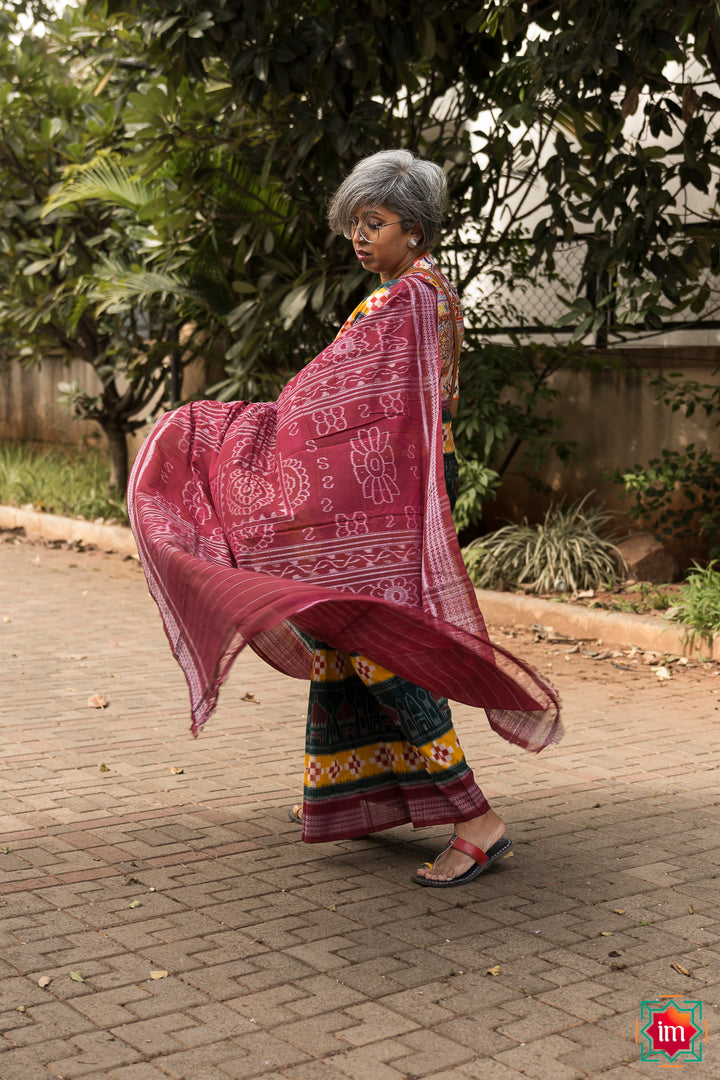 Yellow Green Pasapalli Ikkat Cotton Saree Madhurya-5-The-Indian-Motif
