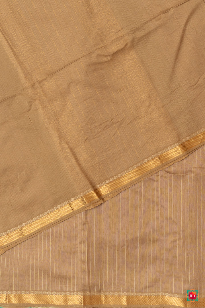 Golden beige handwoven maheshwari silkcotton saree kanaka-6- The Indian Motif