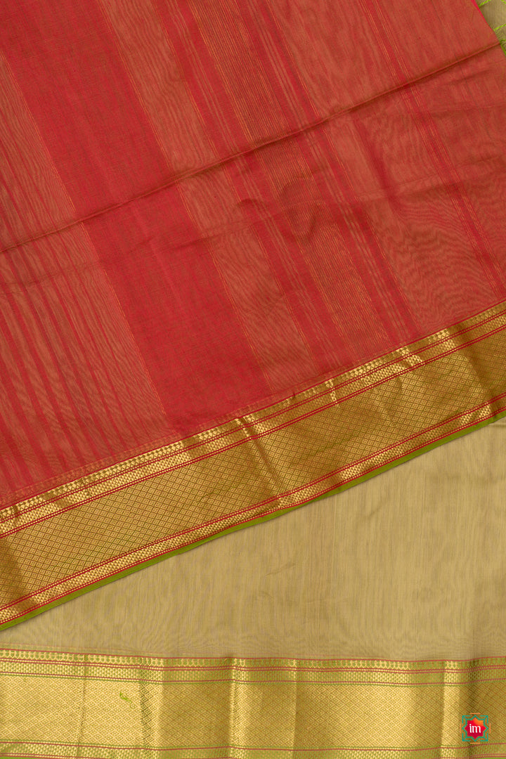 Green Pink Handwoven Maheshwari Silk Cotton Saree Mithaas-6-The Indian Motif 