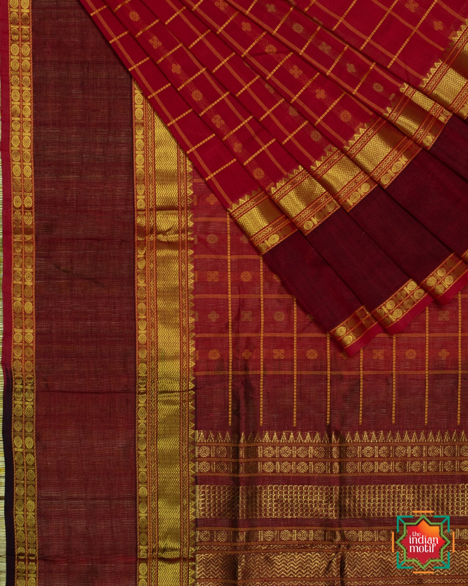 Semi soft silk saree blue with copper zari woven tree buttas in border –  Prashanti Sarees